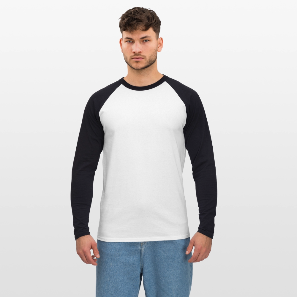 Miesten pitkähihainen baseballpaita - valkoinen/musta