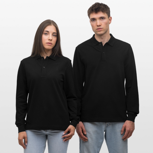Stanley/Stella Prepster unisex pitkähihainen luomupikeepaita - musta